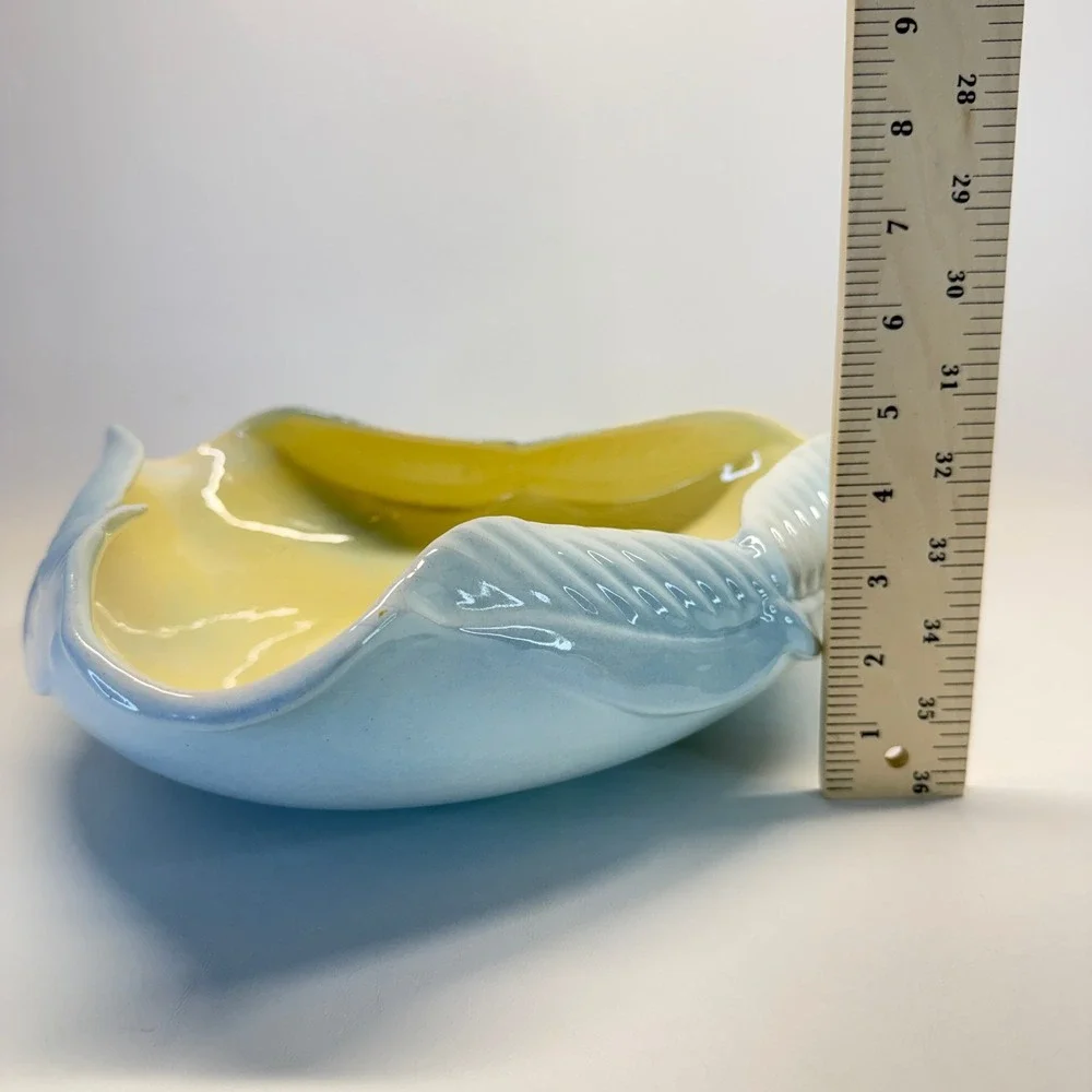 Royal Haeger Console Bowl Vintage Mid Century Scalloped Blue MCM Centerpiece